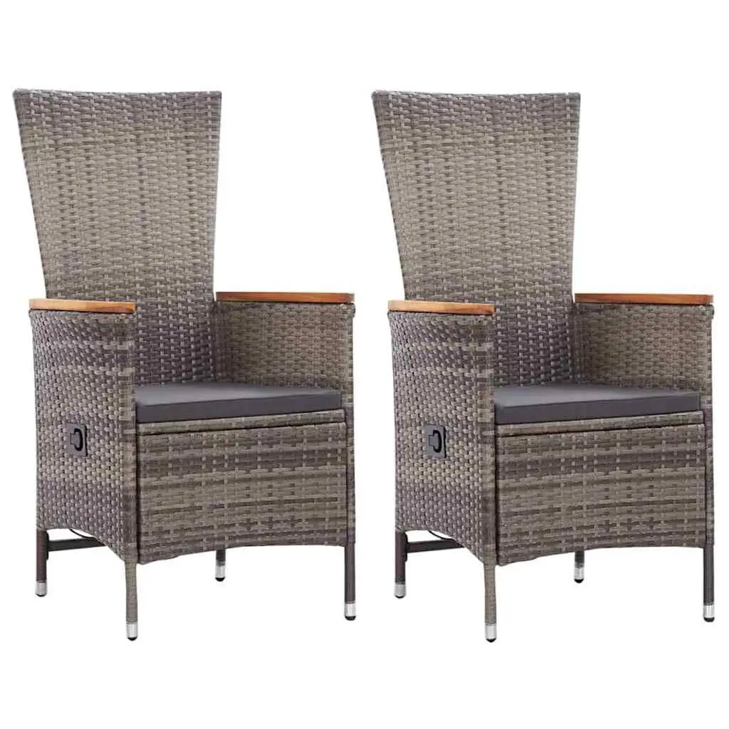 5 Piece Garden Dining Set Grey Acacia Wood Steel Frame Rattan Chairs Table