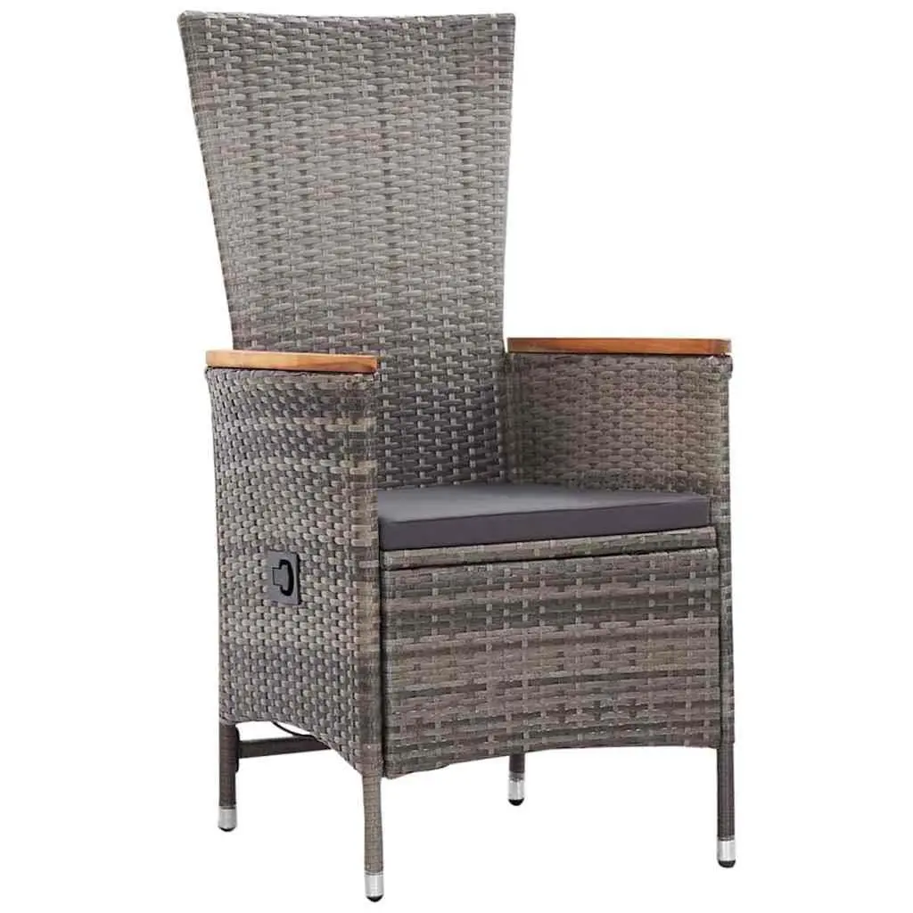 5 Piece Garden Dining Set Grey Acacia Wood Steel Frame Rattan Chairs Table