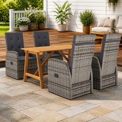 5 Piece Garden Dining Set in Grey Acacia Wood