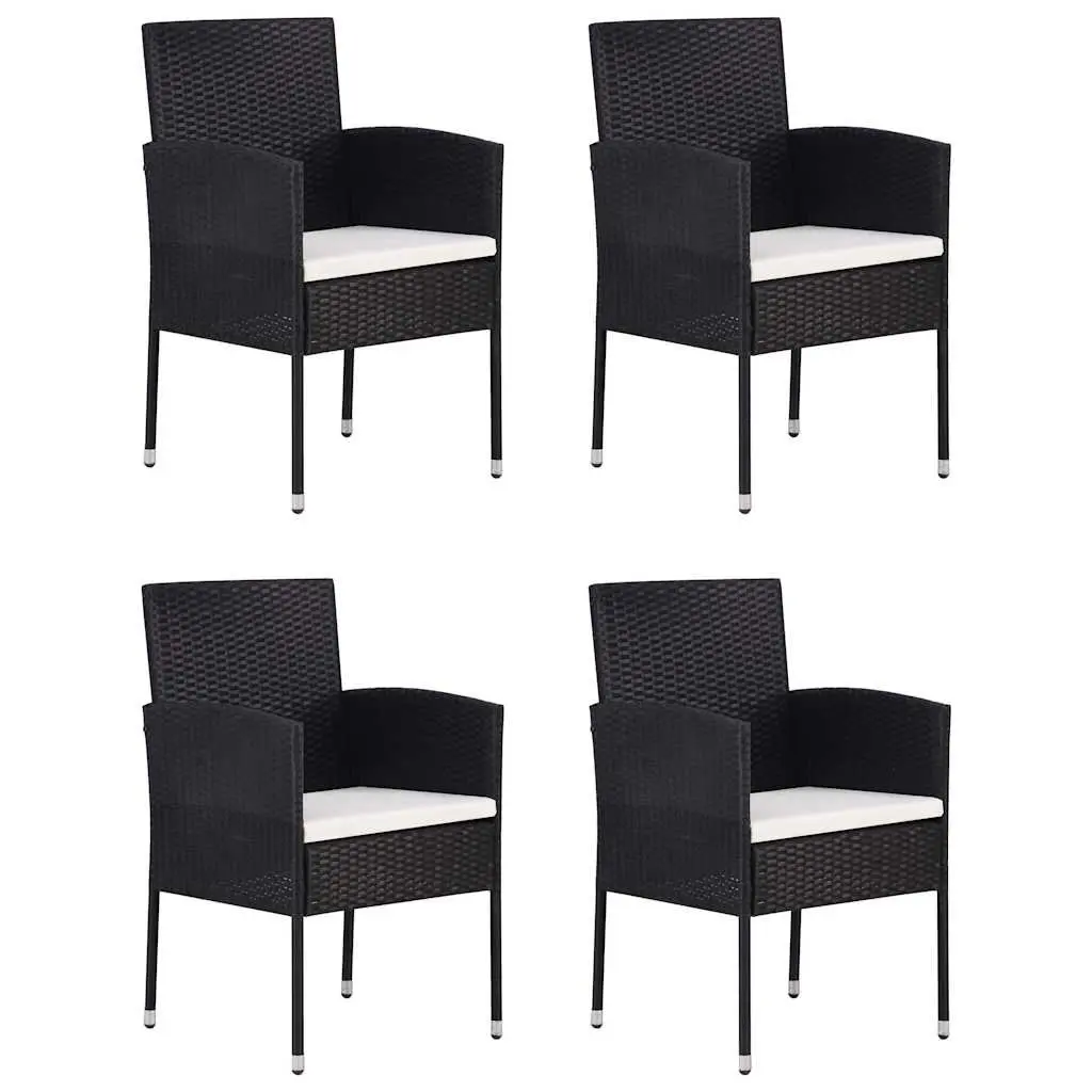 5 Piece Garden Dining Set Black Outdoor Table and Chairs with Cushions