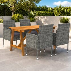 Compact 5 Piece Grey Garden Dining Furniture