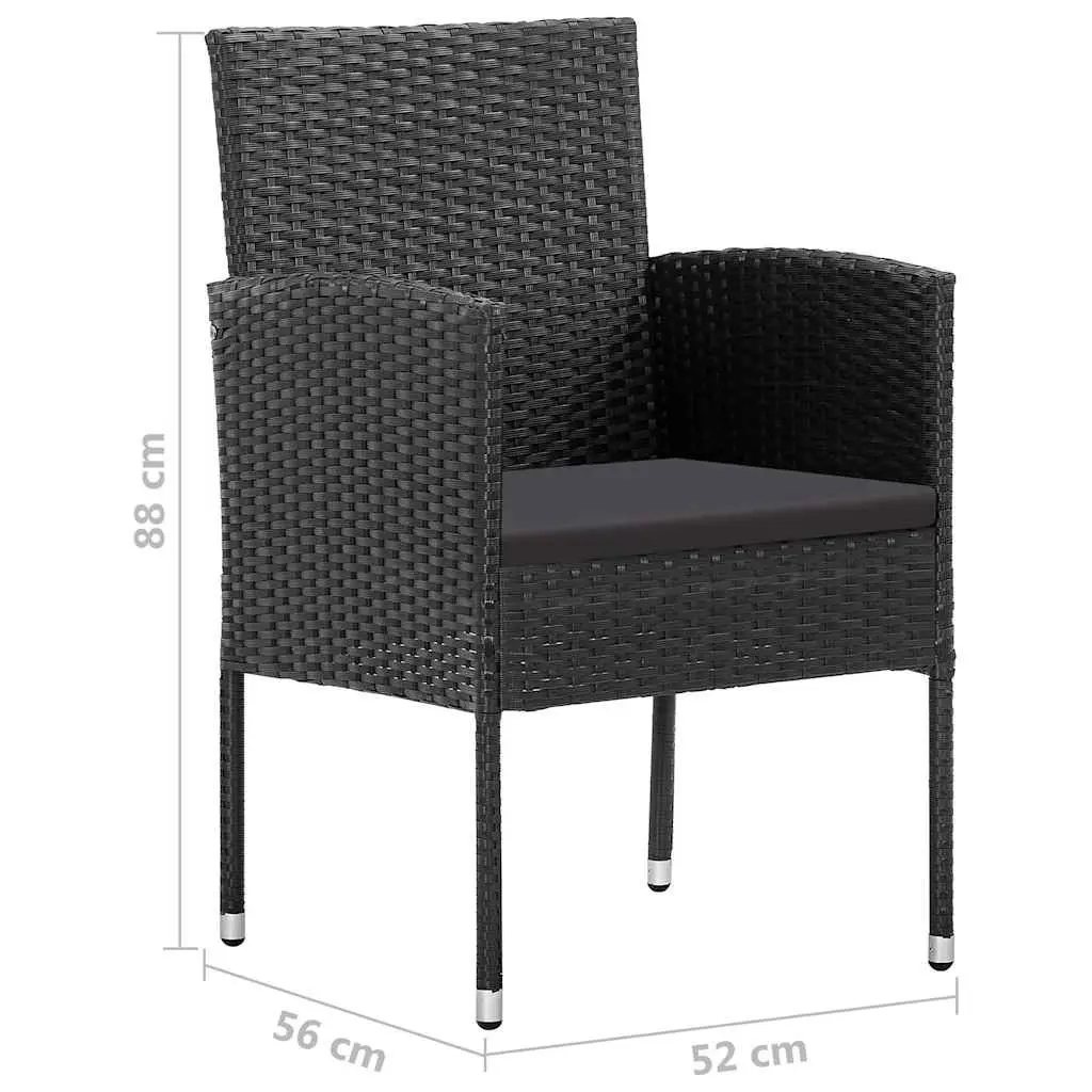 5 Piece Garden Dining Set Outdoor Table Chairs Patio Furniture Black