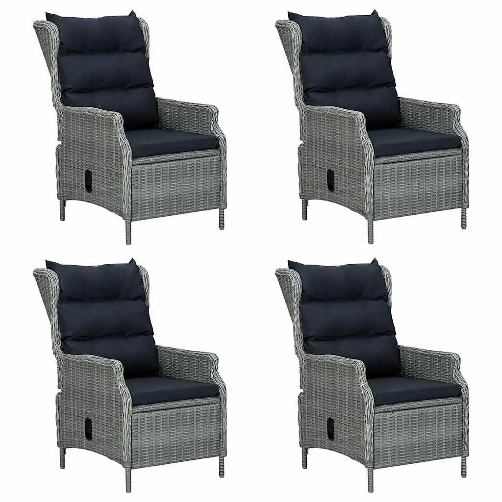 7 Piece Garden Dining Set Grey Outdoor Table Chairs Stools Adjustable Backrest