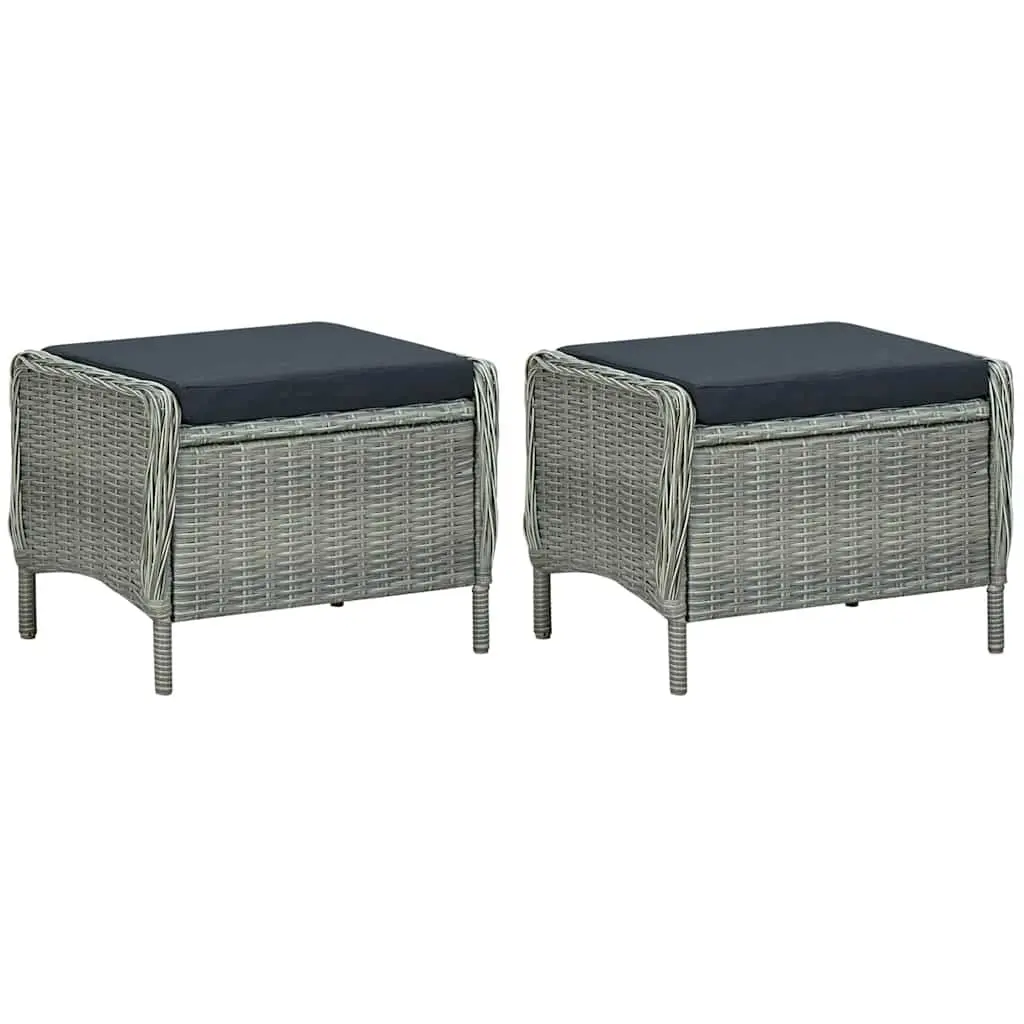 7 Piece Garden Dining Set Grey Outdoor Table Chairs Stools Adjustable Backrest