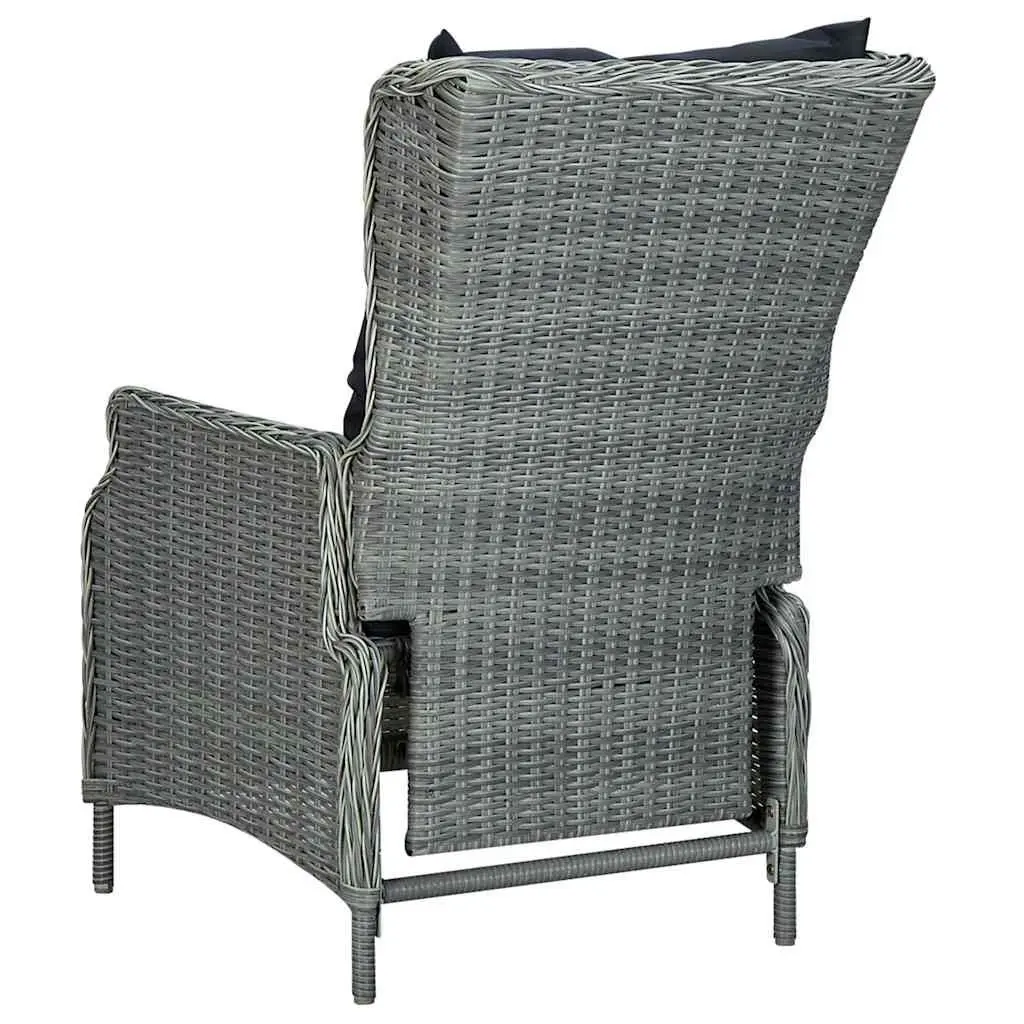 7 Piece Garden Dining Set Grey Outdoor Table Chairs Stools Adjustable Backrest