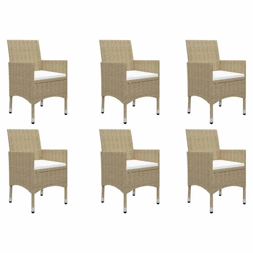 7 Piece Garden Dining Set Beige Outdoor Furniture Table Chairs Ergonomic Support