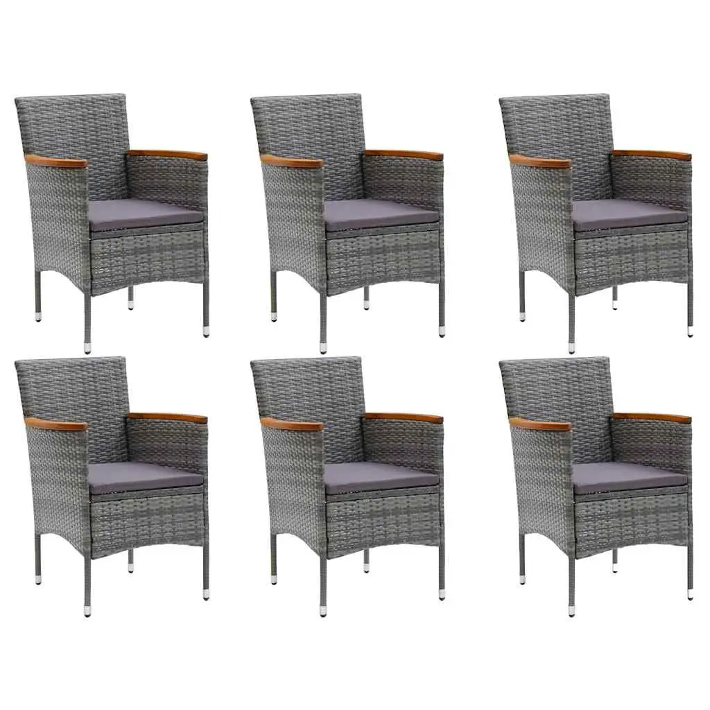 Garden Dining Set 7 Piece Outdoor Furniture Table Chairs Grey Rattan