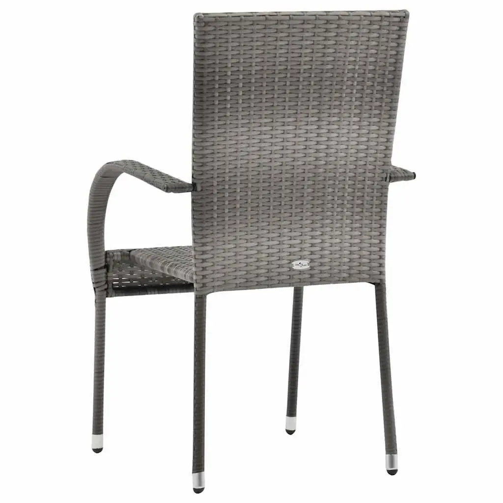 7 Piece Garden Dining Set Grey Acacia Wood Table Steel Frame Chairs Outdoor Furniture