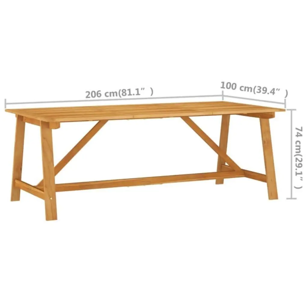 7 Piece Outdoor Dining Set Black Acacia Wood Table Weather Resistant Chairs