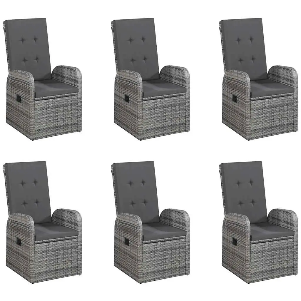 Garden Dining Set 7 Piece Outdoor Table Chairs Grey Rattan Acacia Wood