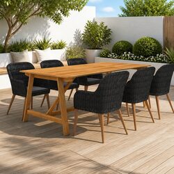 Compact 7 Piece Garden Dining Set: Stylish & Practical