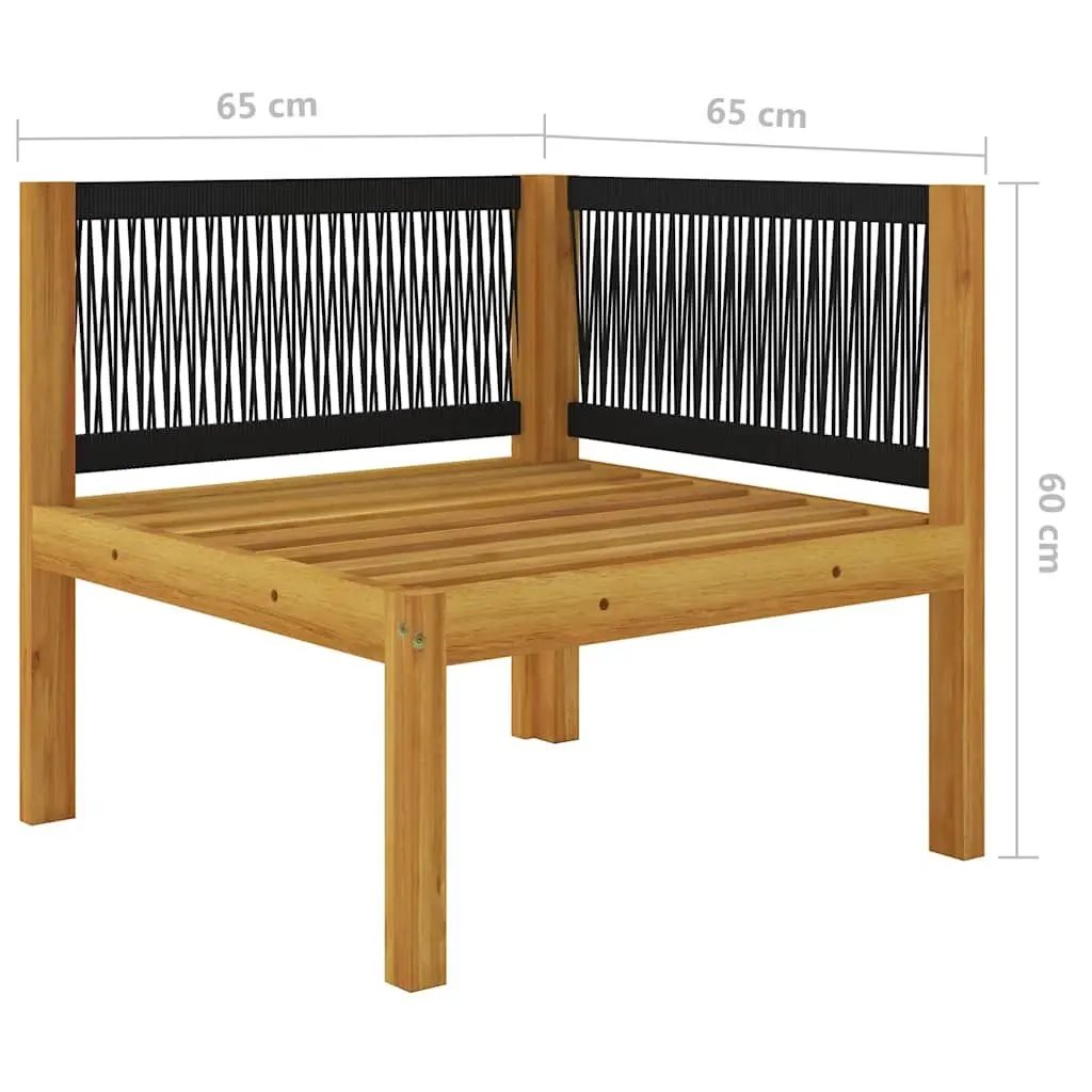 2-Seater Garden Bench Cream Rope Weave Backrest Outdoor Seating Removable Cushions