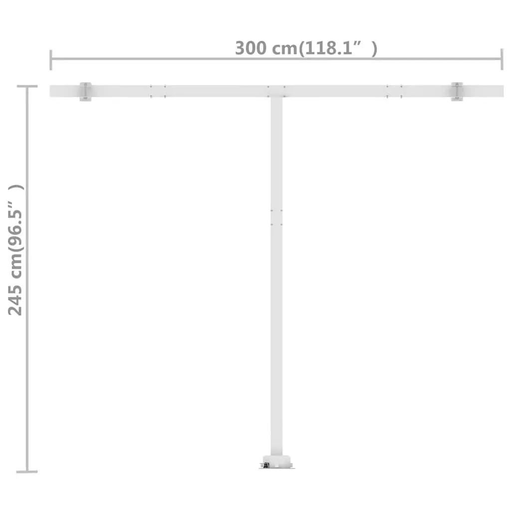 Freestanding Retractable Awning Blue 300x250 cm Manual Hand Crank Operation Adjustable Angle Height 360 Degree Rotating Base