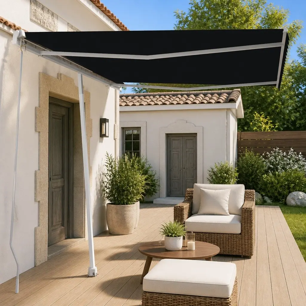 Freestanding Manual Retractable Awning Anthracite 300x250 cm UV and Water Resistant