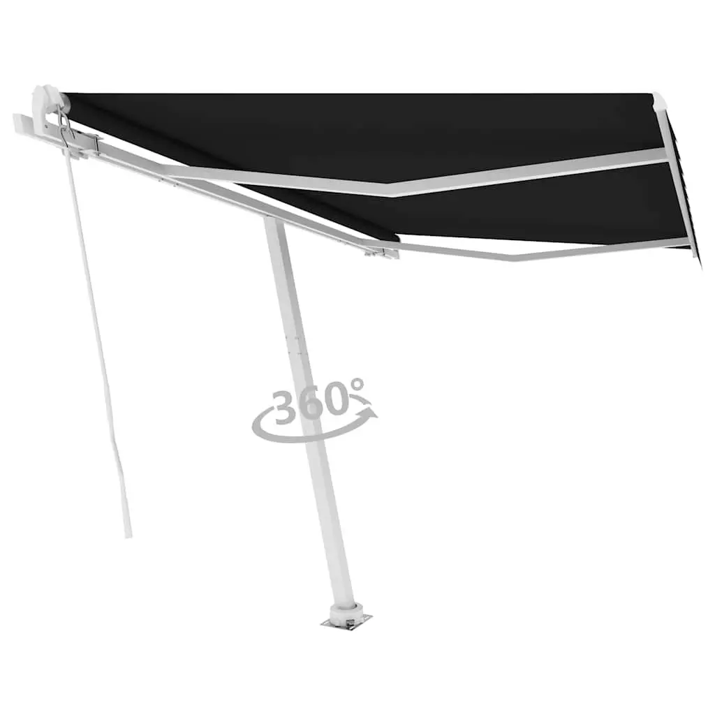 Freestanding Manual Retractable Awning Anthracite 300x250 cm UV and Water Resistant