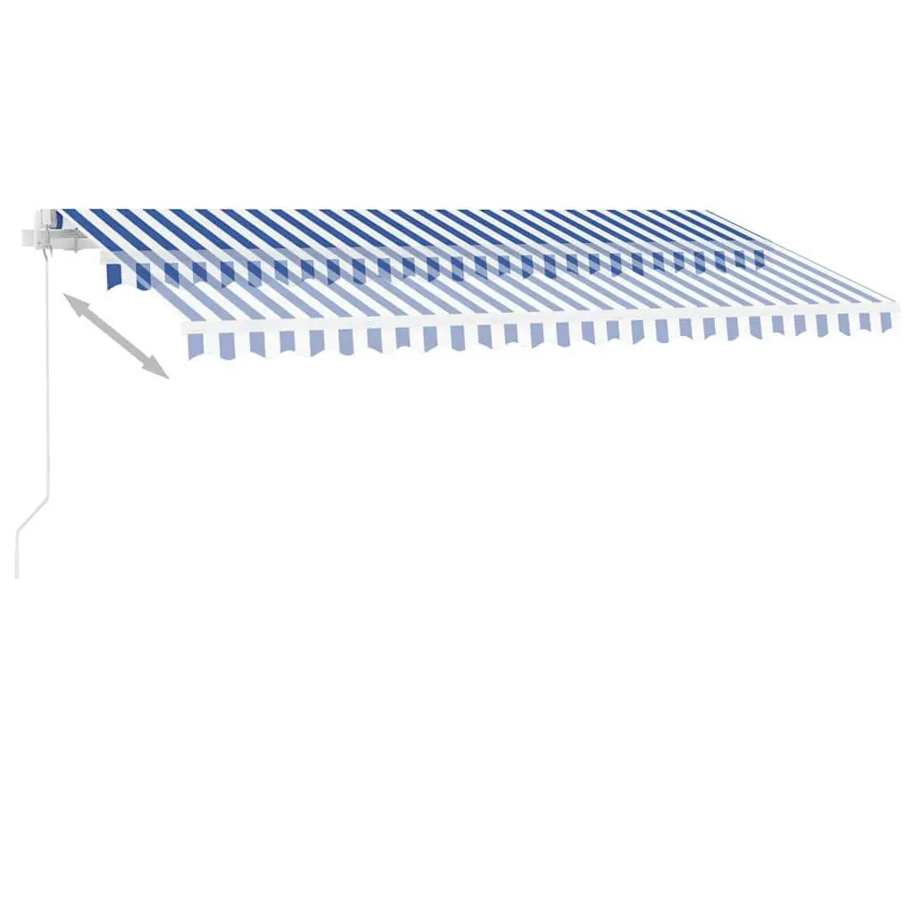 Freestanding Retractable Awning Blue 400x300cm Manual Hand Crank Operation 360 Degree Rotatable Base