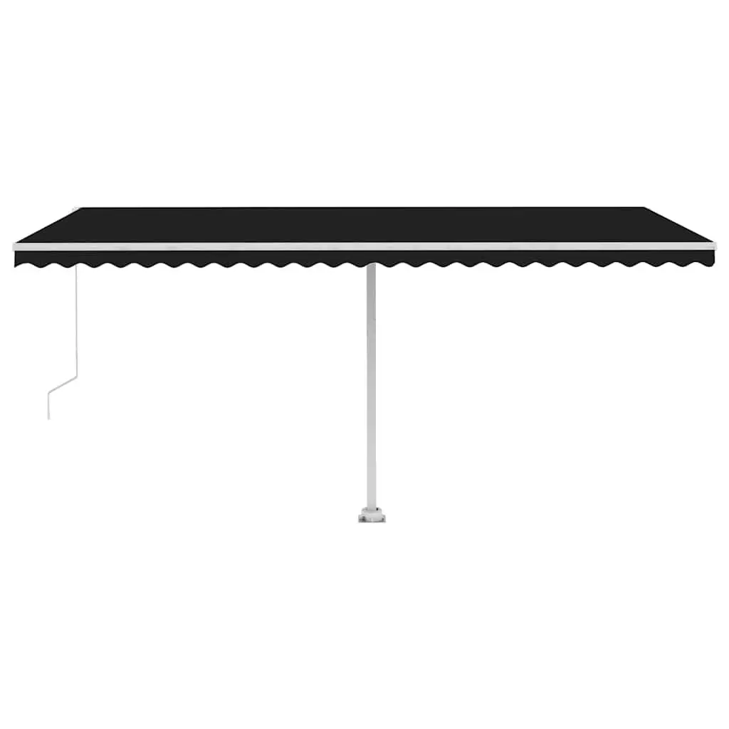 Freestanding Retractable Awning Anthracite 500x300 cm Manual Hand Crank Adjustable Angle and Height 360-Degree Rotating Base