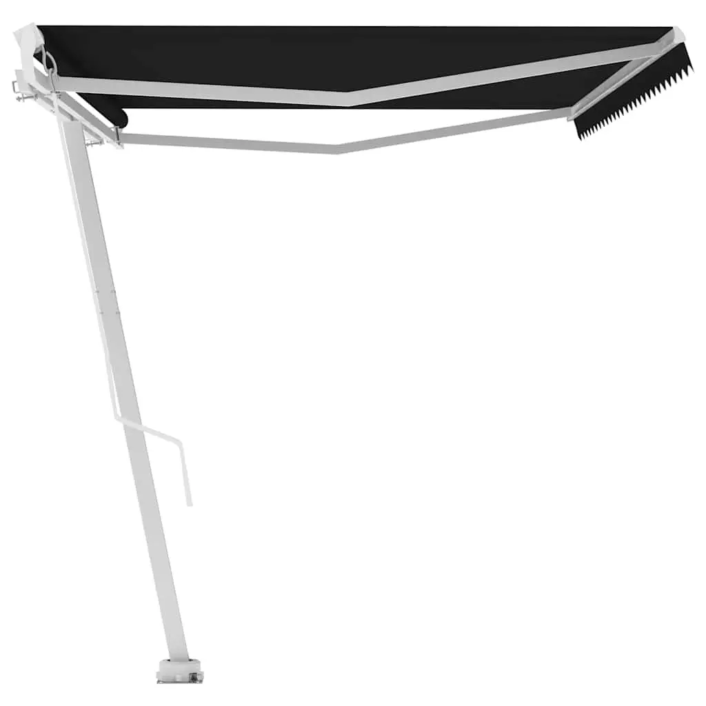 Freestanding Retractable Awning Anthracite 500x300 cm Manual Hand Crank Adjustable Angle and Height 360-Degree Rotating Base