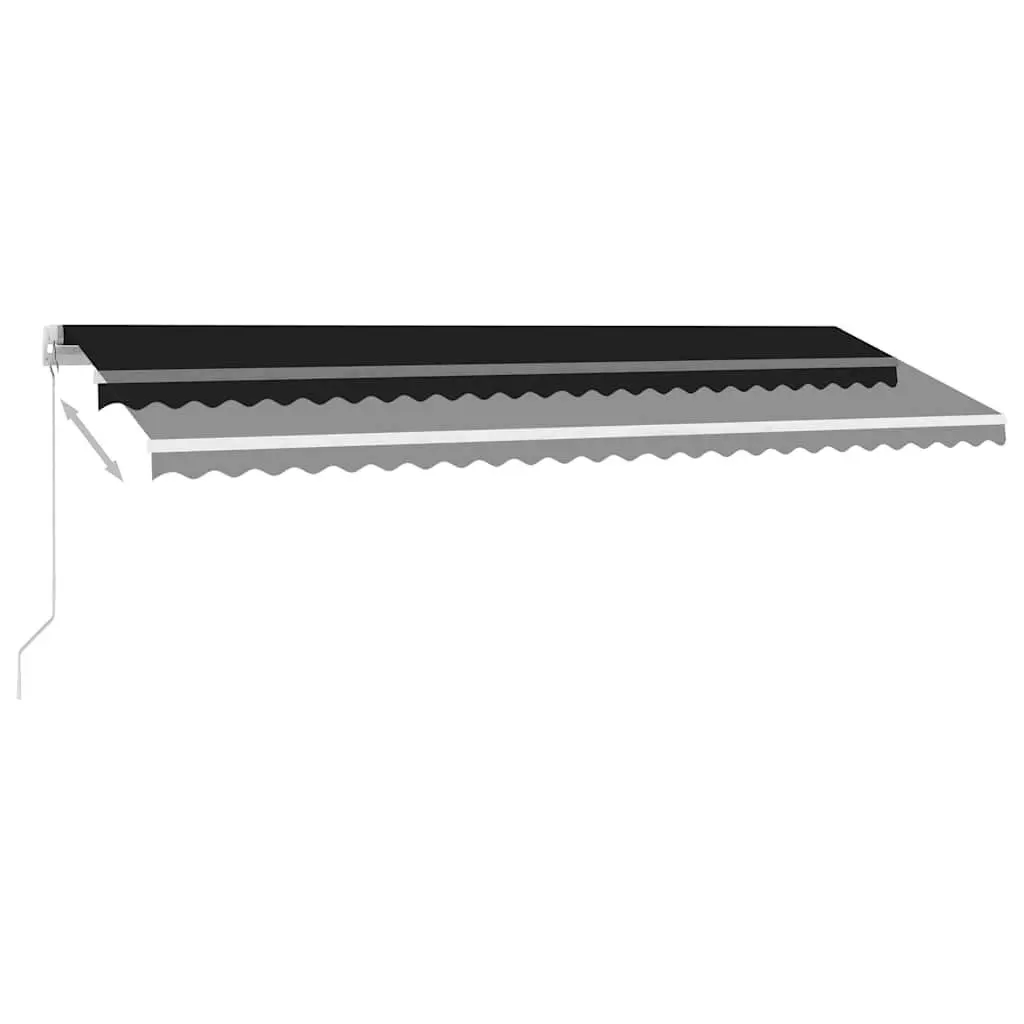 Freestanding Retractable Awning Anthracite 500x300 cm Manual Hand Crank Adjustable Angle and Height 360-Degree Rotating Base