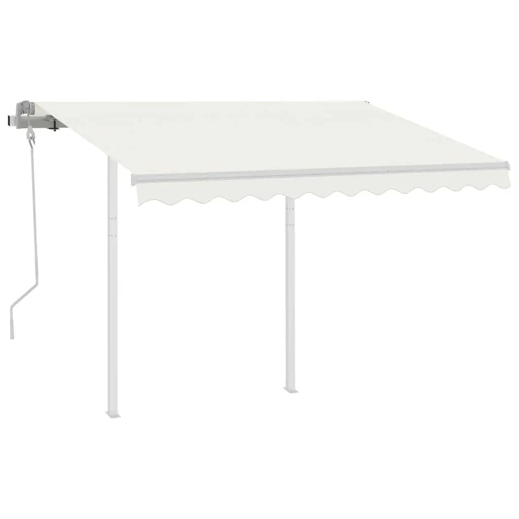 Manual Retractable Awning Cream 3x2.5m Outdoor Garden Shade Adjustable Angle and Height