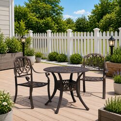 Compact 3-Piece Bistro Set in Brown Aluminium