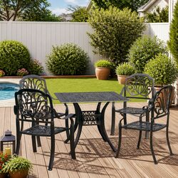 Compact 5 Piece Cast Aluminium Bistro Set for Outdoors