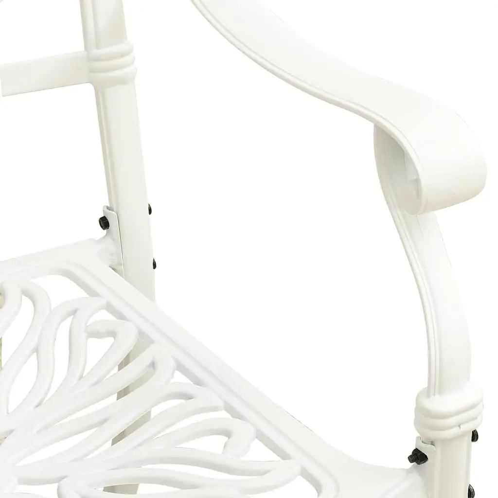 5 Piece Outdoor Bistro Set White Cast Aluminium Table with Umbrella Hole and Chairs