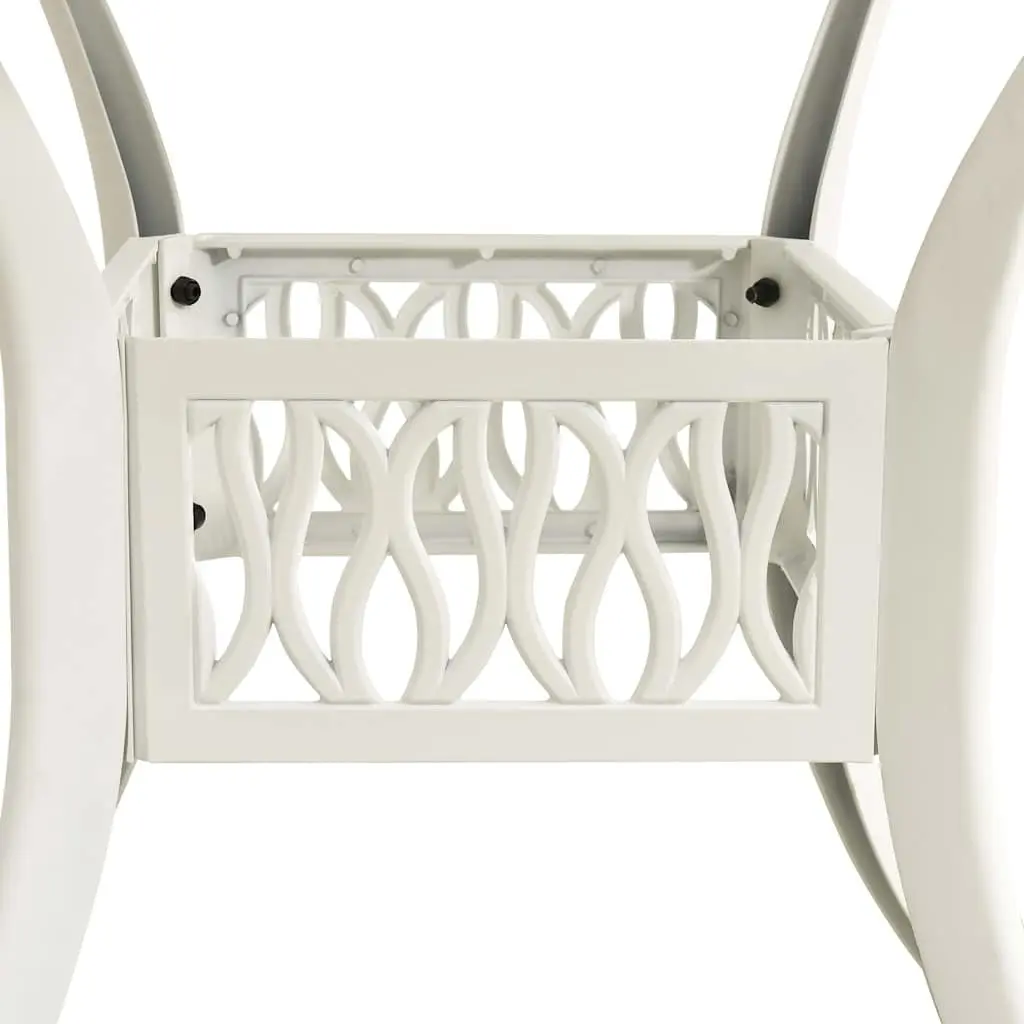 5 Piece Outdoor Bistro Set White Cast Aluminium Table with Umbrella Hole and Chairs