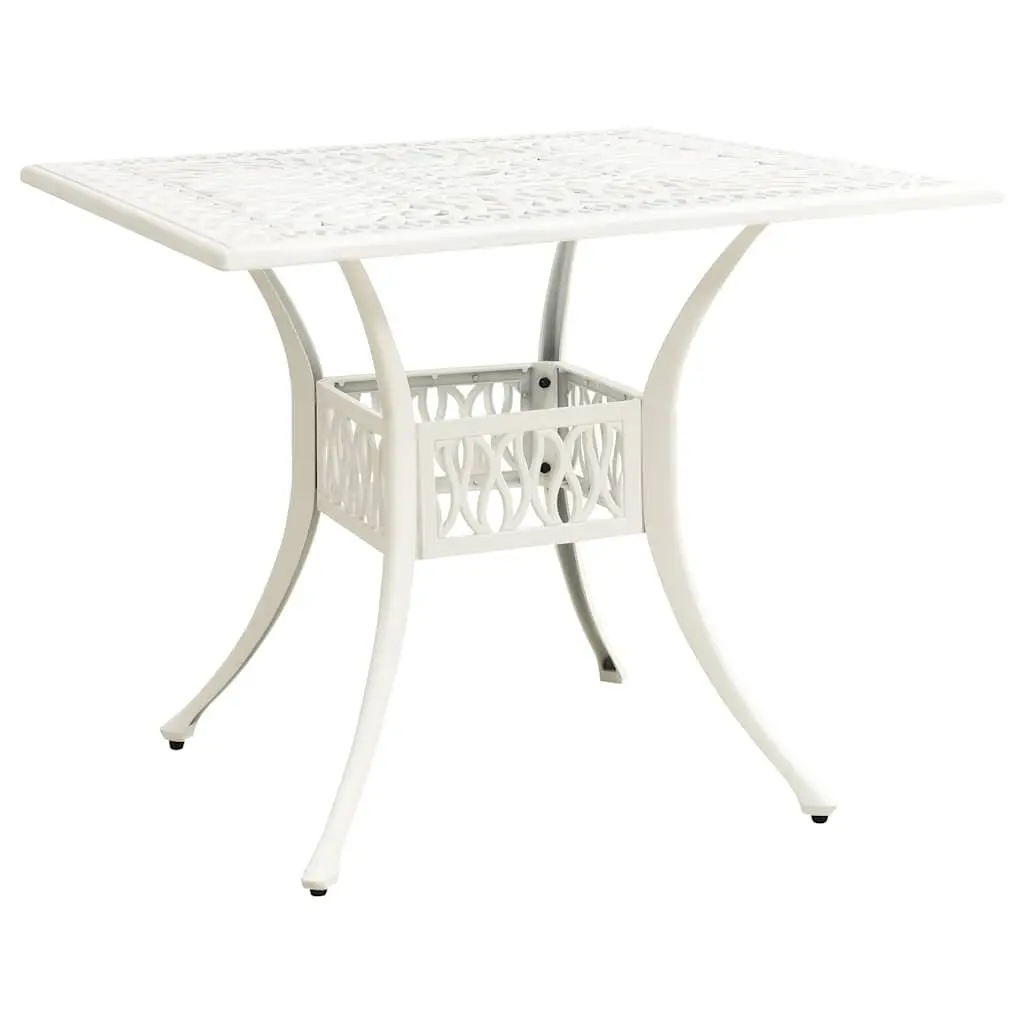 5 Piece Outdoor Bistro Set White Cast Aluminium Table with Umbrella Hole and Chairs