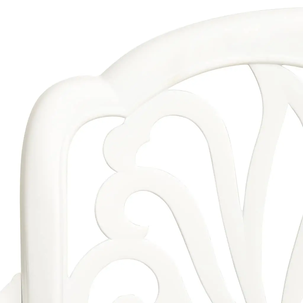 5 Piece Outdoor Bistro Set White Cast Aluminium Table with Umbrella Hole and Chairs