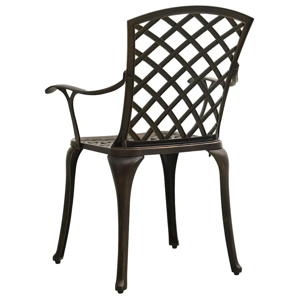 5 Piece Bistro Set Brown Cast Aluminium Outdoor Garden Furniture with Umbrella Hole