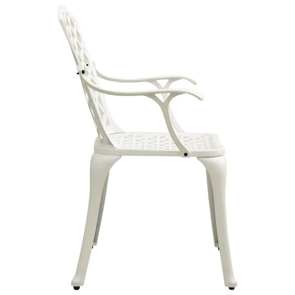 5 Piece Bistro Set White Cast Aluminium Outdoor Dining Chairs Table