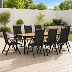 Compact 9 Piece Outdoor Dining Set in Black