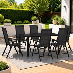 Compact 7 Piece Outdoor Dining Set with Aluminium Frame