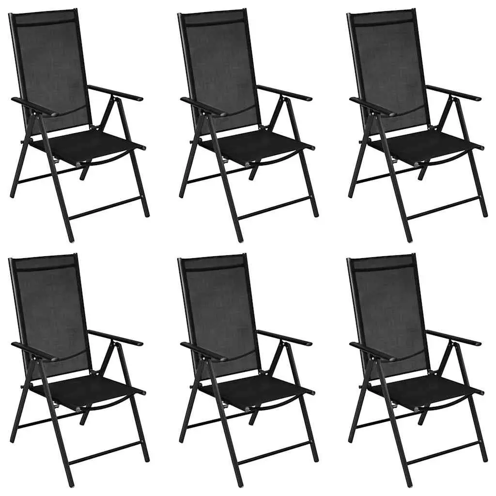 Garden Dining Set Black 7 Piece Outdoor Furniture Aluminium Chairs Table Patio