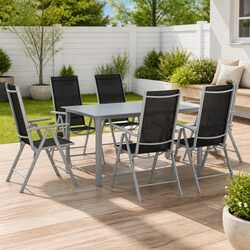 7 Piece Garden Dining Set with Adjustable Chairs