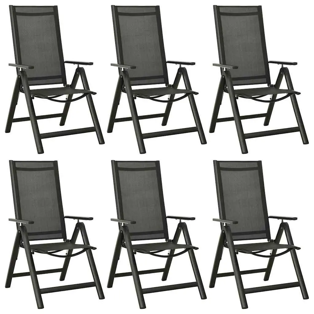 7 Piece Outdoor Dining Set Adjustable Chairs Glass Table Anthracite Aluminium Frame Garden Patio