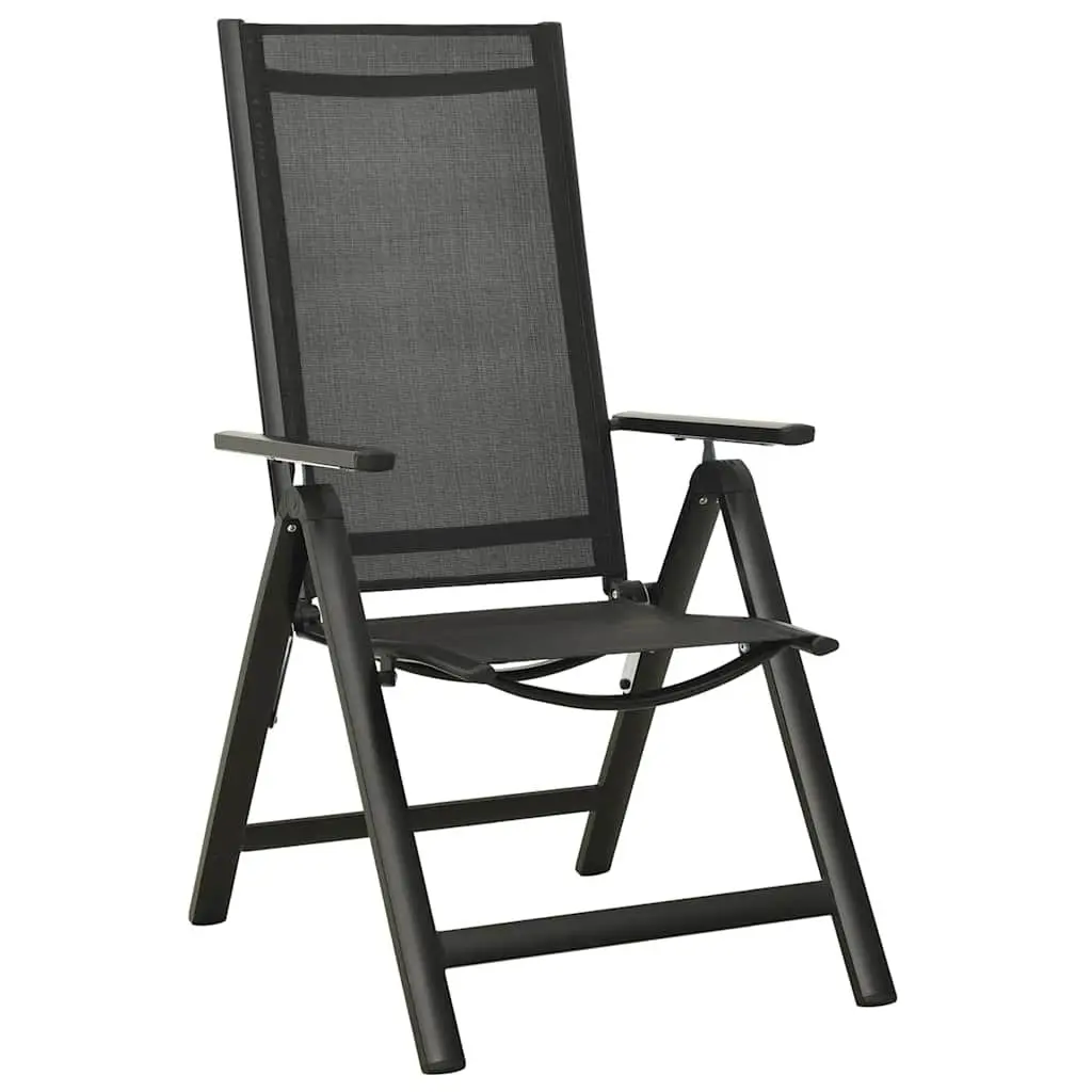 7 Piece Outdoor Dining Set Adjustable Chairs Glass Table Anthracite Aluminium Frame Garden Patio