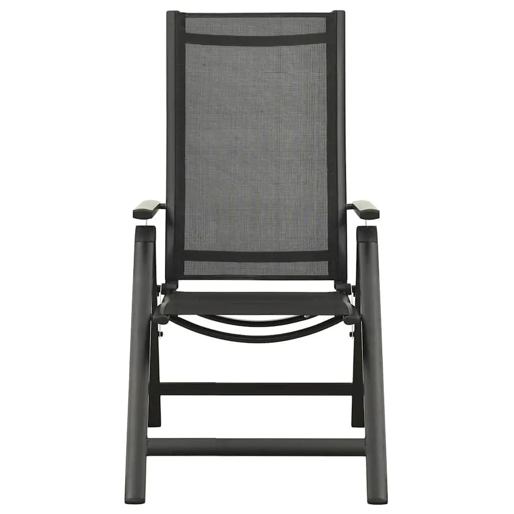 7 Piece Outdoor Dining Set Adjustable Chairs Glass Table Anthracite Aluminium Frame Garden Patio