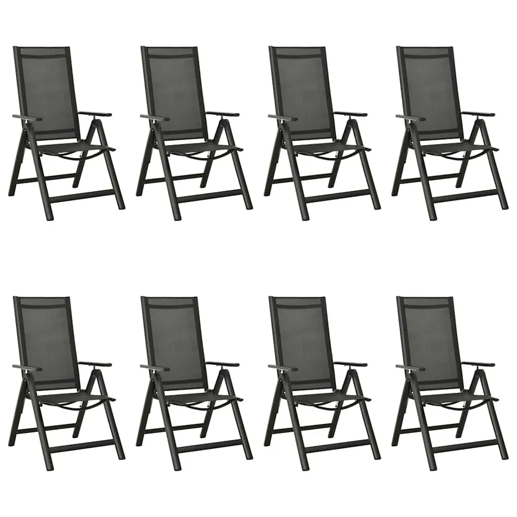 Garden Dining Set Anthracite 9 Piece Outdoor Furniture Adjustable Chairs Glass Table