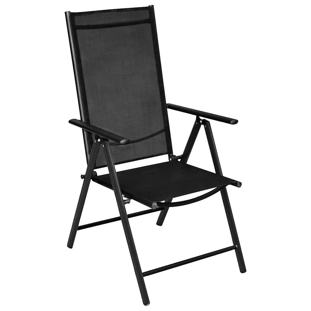 Garden Dining Set Black 5 Piece Outdoor Furniture Aluminium Frame Textilene Seats WPC Tabletop