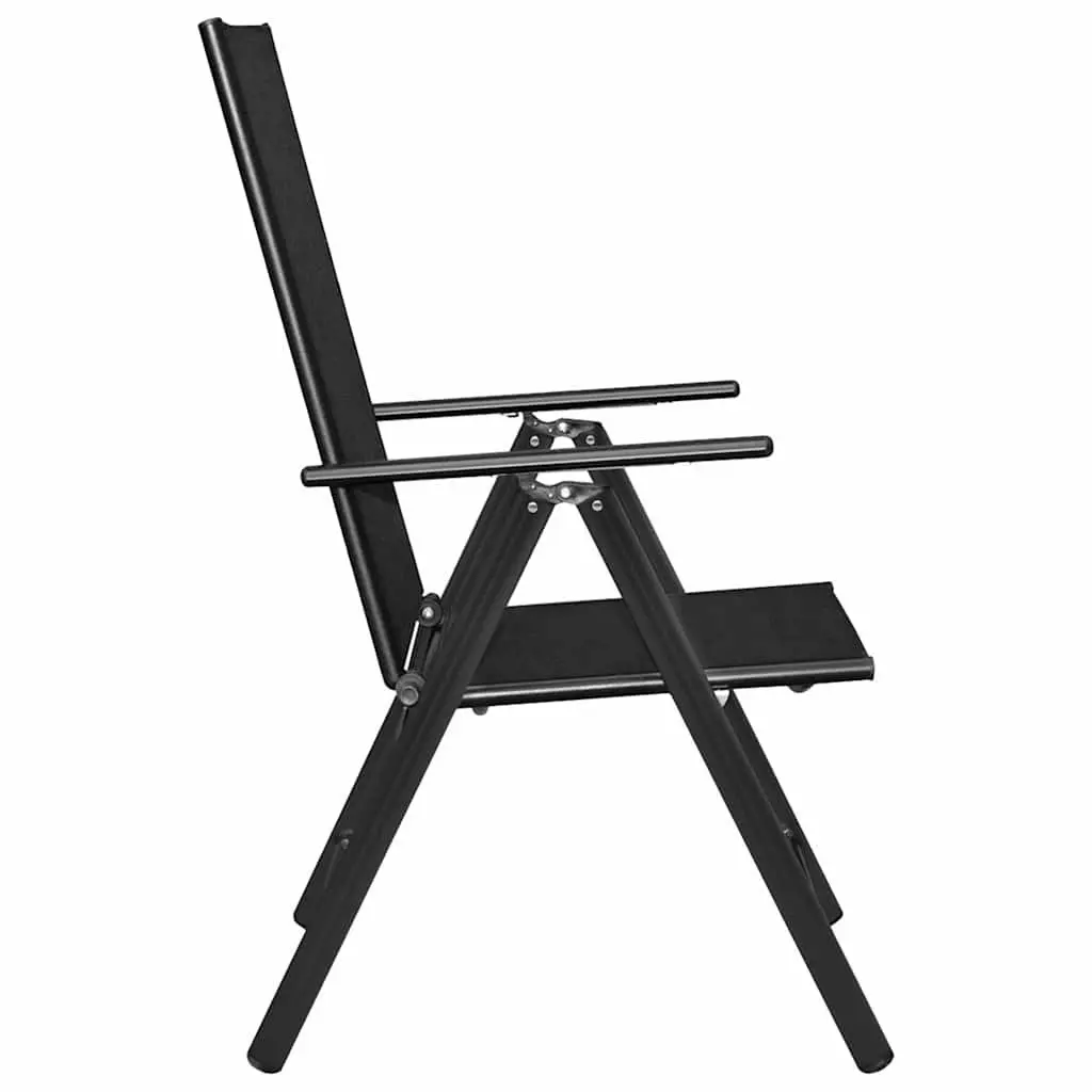 Garden Dining Set Black 5 Piece Outdoor Furniture Aluminium Frame Textilene Seats WPC Tabletop