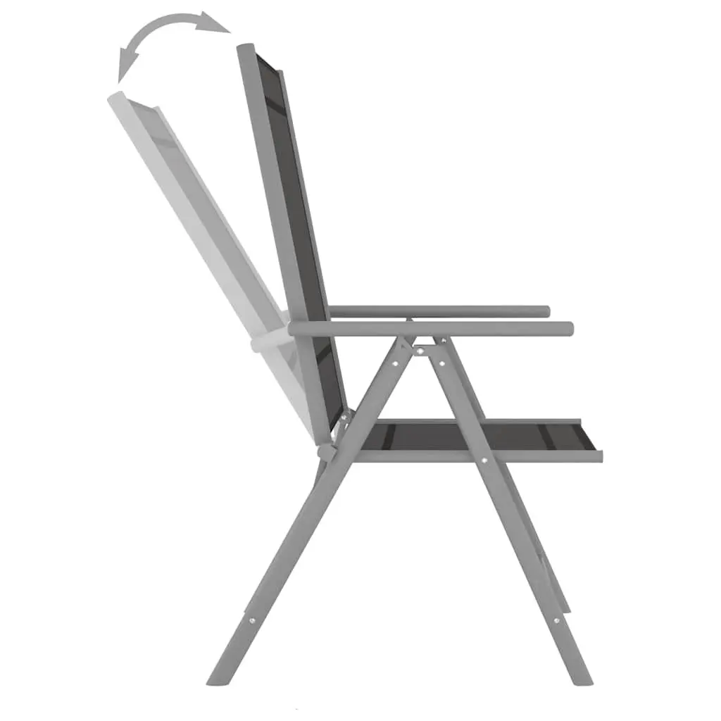 5 Piece Garden Dining Set Silver Aluminium Frame Textilene Chairs Glass Tabletop
