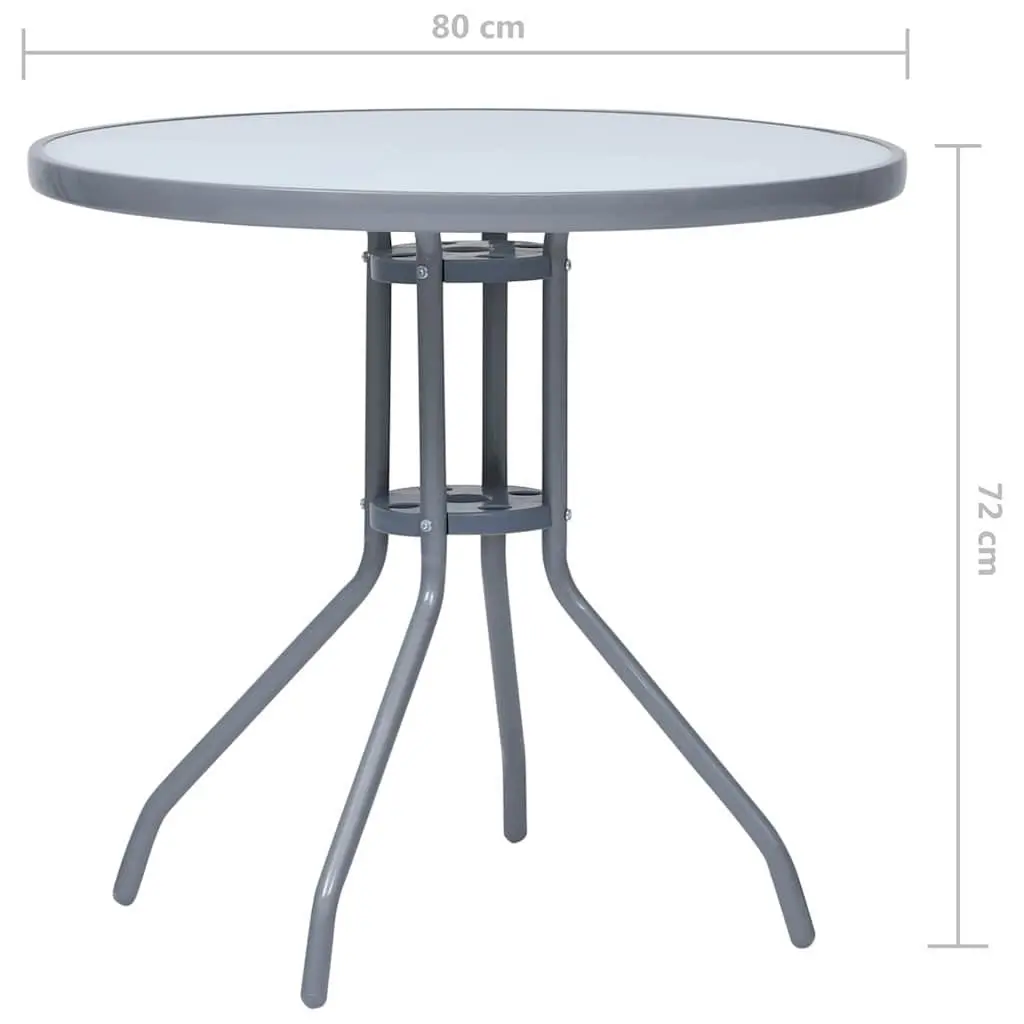 5 Piece Garden Dining Set Silver Aluminium Frame Textilene Chairs Glass Tabletop