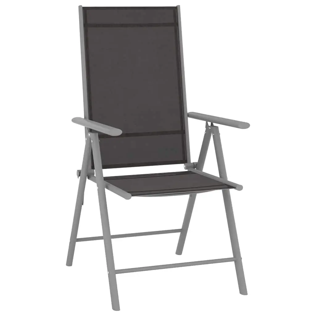 5 Piece Garden Dining Set Silver Aluminium Frame Textilene Chairs Glass Tabletop