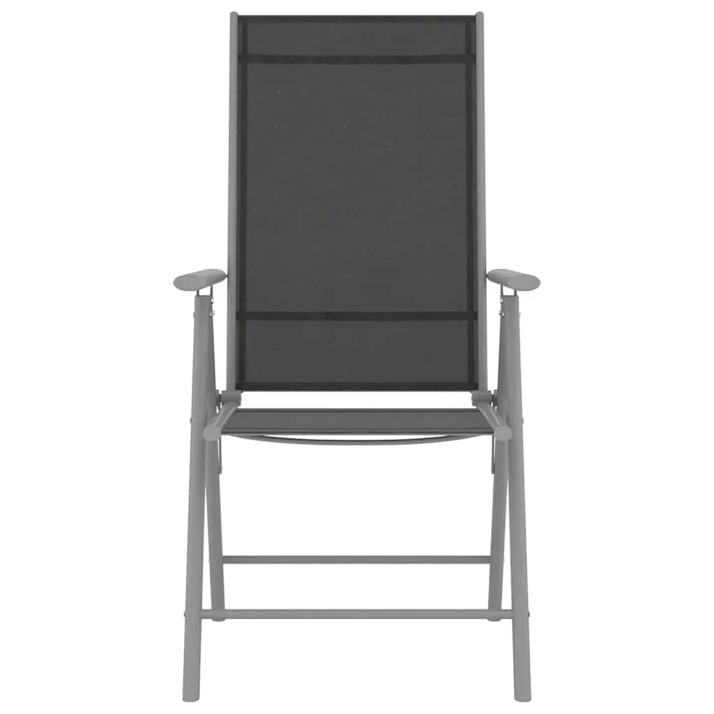 5 Piece Garden Dining Set Silver Aluminium Frame Textilene Chairs Glass Tabletop