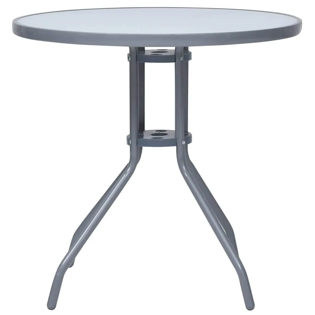 5 Piece Garden Dining Set Silver Aluminium Frame Textilene Chairs Glass Tabletop