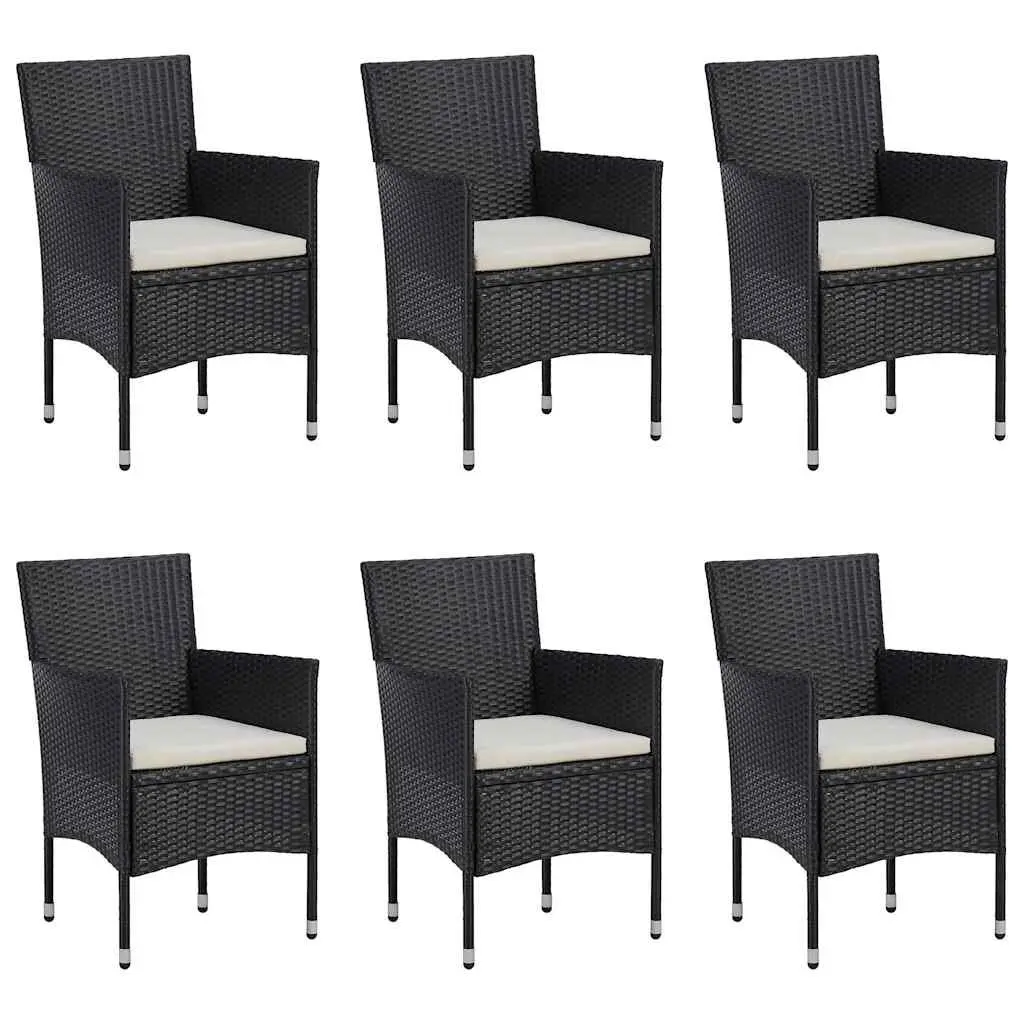 7 Piece Garden Dining Set Outdoor PE Rattan Steel Frame Acacia Wood Table Chairs