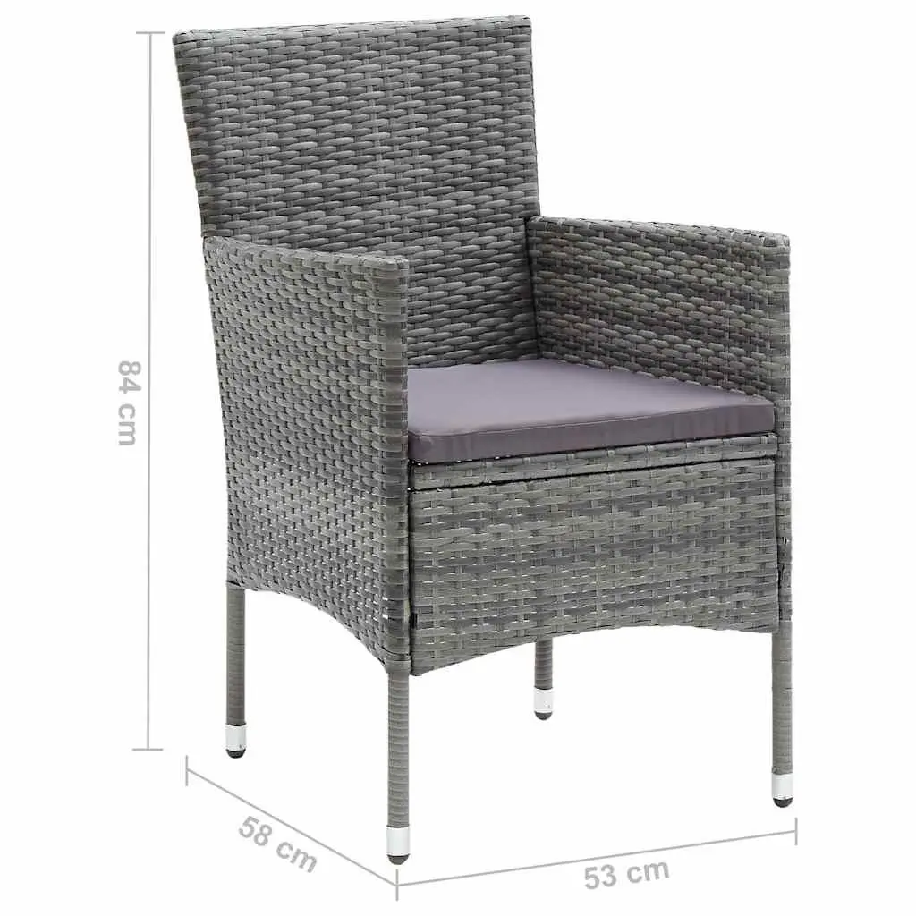 Garden Dining Set Grey 7 Piece Outdoor Table Chairs Poly Rattan