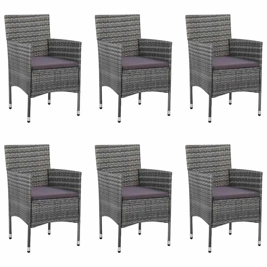 Garden Dining Set Grey 7 Piece Outdoor Table Chairs Poly Rattan